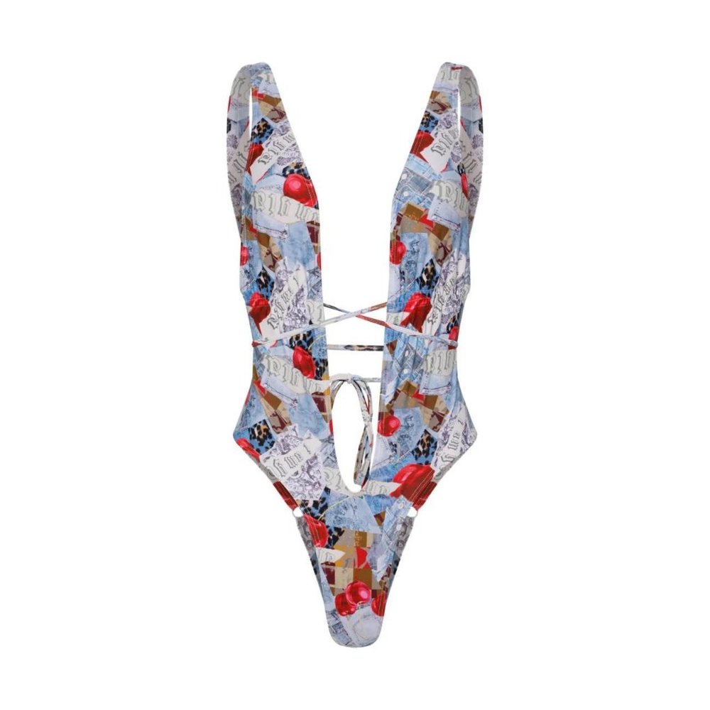 I.AM.GIA ZALEY 2.0 DENIM & CHERRY PRINT ONE PIECE